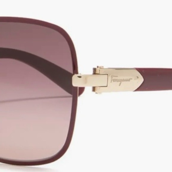 Salvatore Ferragamo geometric square sunglasses Bordeaux gradient 59-16-135 mm - Picture 3 of 6